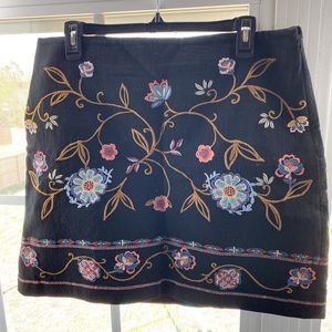 LOFT Embroidered Mini Skirt